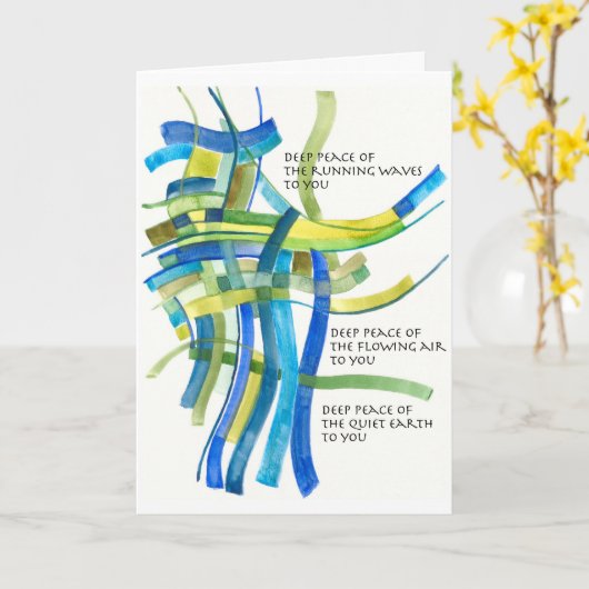 Diepe Waterverf voor de vrede Irish Blessing Notec Kaart (Gele Bloem)
