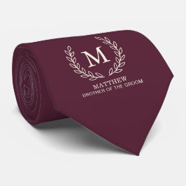 Diepe wijn broer van de bruidegom monogram bruilof stropdas