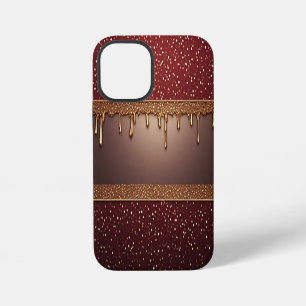 Diepe wijn druppel elegant boven gouden glitter ✨� iPhone 12 mini hoesje