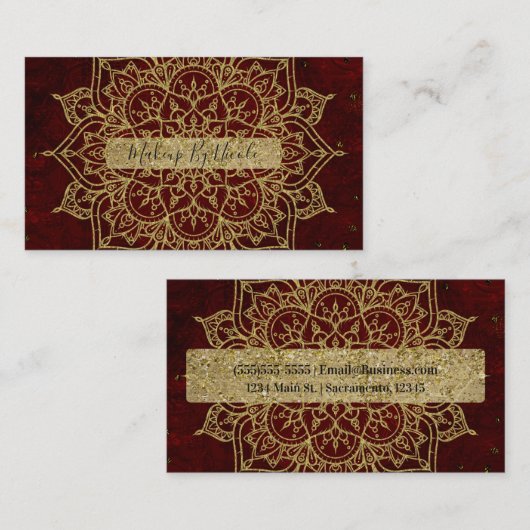 Diepe wijnen Rood Mandala & Glam Modern Chic Visitekaartje (Voorkant / Achterkant)