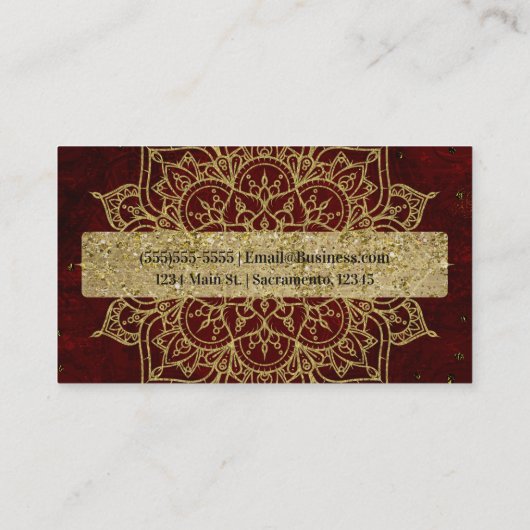 Diepe wijnen Rood Mandala & Glam Modern Chic Visitekaartje (Achterkant)