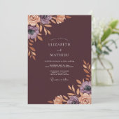 Diepe wijnranonkel-eucalyptus-huwelijk kaart (Staand voorkant)