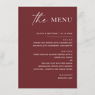 Diepe Wijnrode Herfst Bruiloft Elegant Moderne S Menu