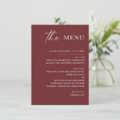 Diepe Wijnrode Herfst Bruiloft | Elegant Moderne S Menu (Staand voorkant)