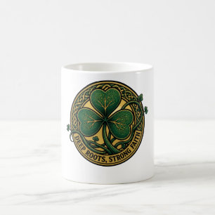 Diepe wortels, sterke geloof Keltische Shamrock Po Koffiemok