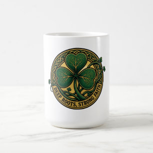 Diepe wortels, sterke geloof Keltische Shamrock Po Koffiemok