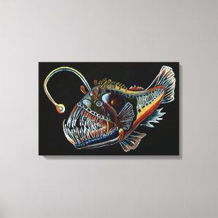 Diepe Zee Angler Viscanvas afdrukken