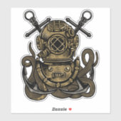 Diepe Zee Diver Octopus Crossed Anchors Sticker (Vel)