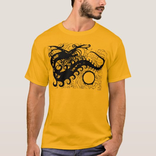 Diepe Zee Dragon t-shirt (Silhouette) (Voorkant)