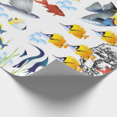 Diepe zee duiker en tropische vis op de zeebodem cadeaupapier (Hoek)