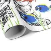 Diepe zee duiker en tropische vis op de zeebodem cadeaupapier (Rol Hoek)