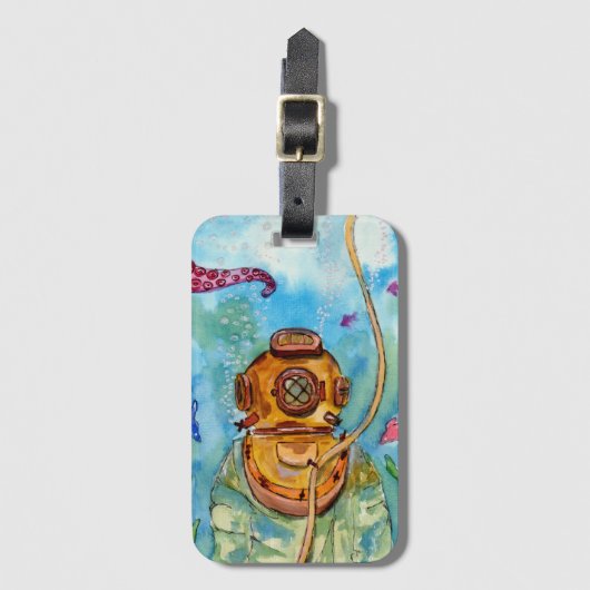 Diepe Zee duiker onderwater Bagagelabel (Voorkant (verticaal))