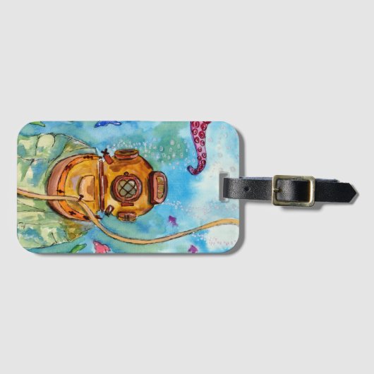 Diepe Zee duiker onderwater Bagagelabel (Voorkant (horizontaal))