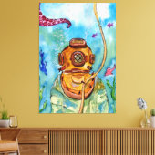 Diepe Zee duiker onderwater Canvas Afdruk (Insitu (Woonkamer))