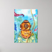 Diepe Zee duiker onderwater Canvas Afdruk (Voorkant)