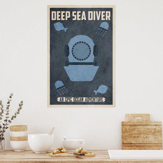 Diepe Zee-duiker (Vintage Poster Design) (Keuken)