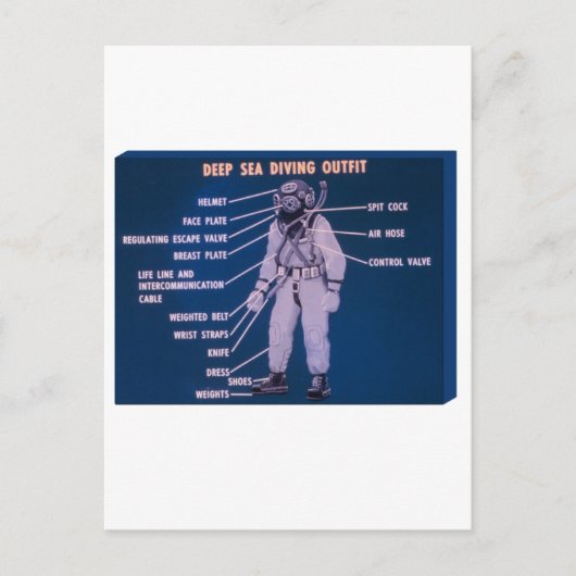 Diepe Zee duikuitrusting Briefkaart (Voorkant)