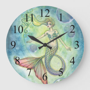Diepe Zee Galaxy Mermaid Wall Clock Grote Klok