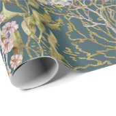 Diepe Zee Gold Shimmer onderwater Koral Fish Cadeaupapier (Rol Hoek)