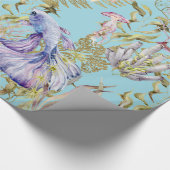 Diepe Zee Gold Shimmer onderwater Koral Fish Cadeaupapier (Hoek)