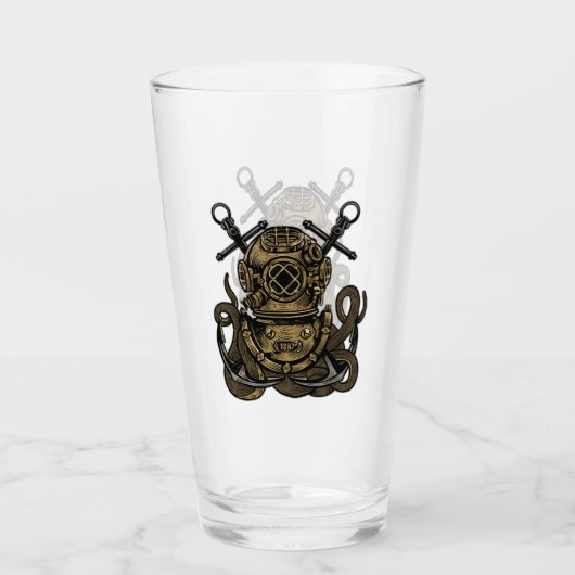 Diepe Zee, Oceaan Bel Duiker, Octopus, Anker, Glas (Voorkant)