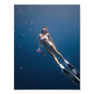 Diepe zee oceaan duiken foto afdruk