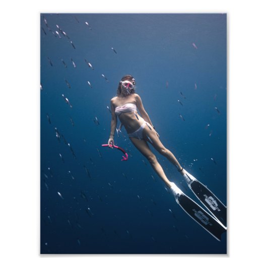 Diepe zee oceaan duiken foto afdruk (Voorkant)