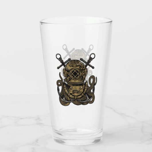 Diepe Zee, Ocean Bell Diver, Octopus, Anchor Glas (Achterkant)