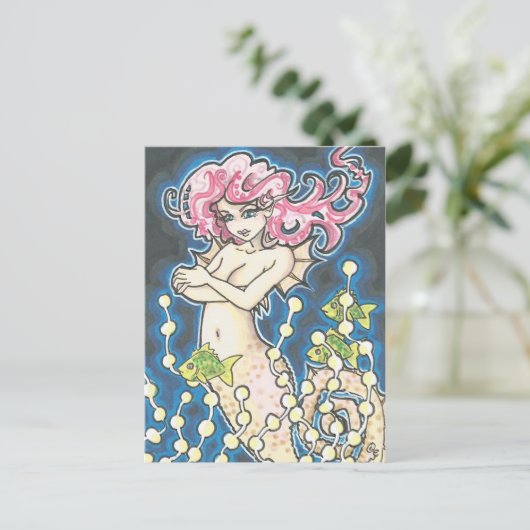 Diepe Zee Paarden Mermaid Fantasy Art Briefkaart (Staand voorkant)
