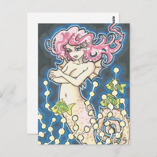 Diepe Zee Paarden Mermaid Fantasy Art Briefkaart (Voorkant / Achterkant)