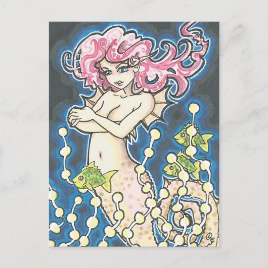 Diepe Zee Paarden Mermaid Fantasy Art Briefkaart (Voorkant)