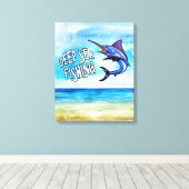 Diepe Zee Vist Zwaardvis Canvas afdrukken (Insitu (Houten vloer))