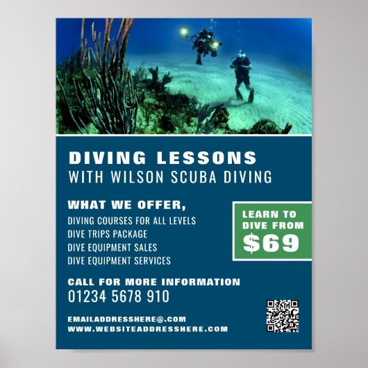 Diepe Zeeen duikers, Scuba-duikles Adverteren Poster (Voorkant)