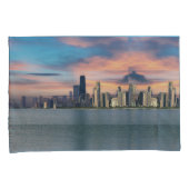 Diepe zonsondergang boven Chicago Kussensloop (Voorkant-Rechts)