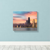 Diepe Zonsondergang Chicago  Canvas Afdruk (Insitu (Houten vloer))