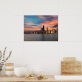Diepe Zonsondergang Chicago Print Poster Papier (M (Keuken)