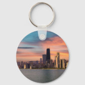 Diepe Zonsondergang Chicago Sleutelhanger (Voorkant)