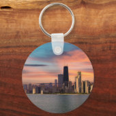 Diepe Zonsondergang Chicago Sleutelhanger (Voorkant)