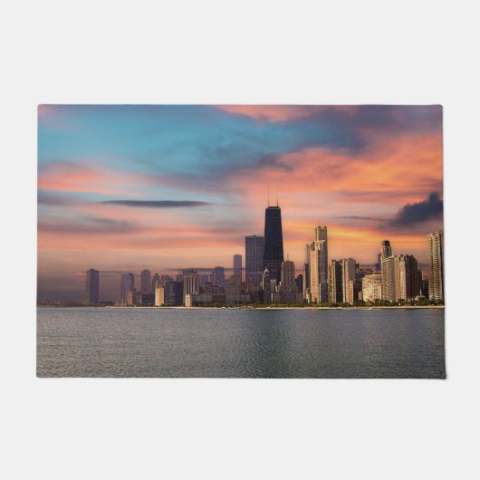 Diepe zonsondergang over Chicago Deurmat (Voorkant)