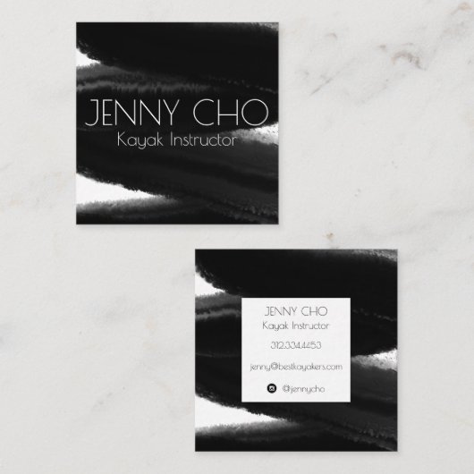 Diepe zwarte inktverfstreep water voor penseelstre vierkante visitekaartje (Voorkant / Achterkant)