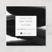 Diepe zwarte inktverfstreep water voor penseelstre vierkante visitekaartje (Achterkant)