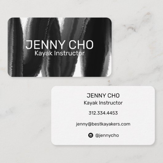 Diepe zwarte inktverfstreep water voor penseelstre visitekaartje (Voorkant / Achterkant)