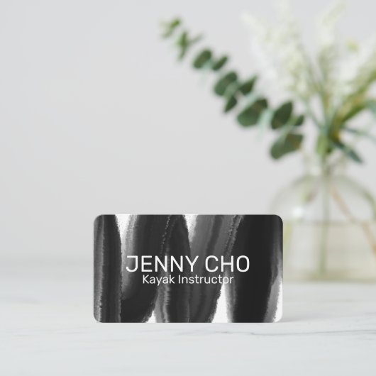 Diepe zwarte inktverfstreep water voor penseelstre visitekaartje (Staand voorkant)