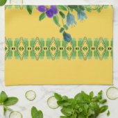 Diepgeel met bloemen theedoek (Gevouwen)