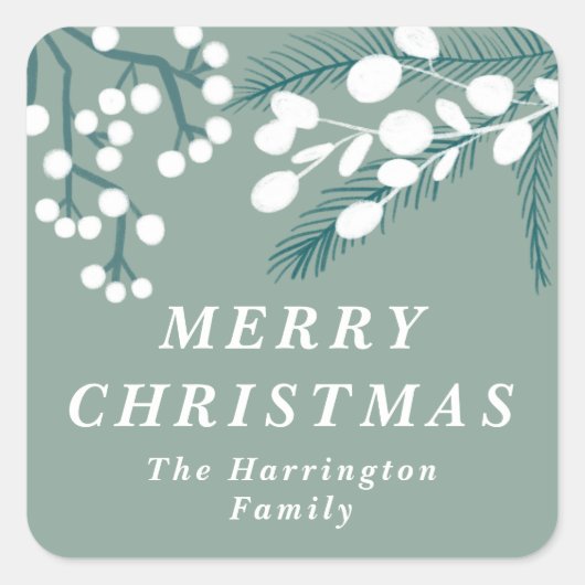 Diepgevroren Eucalyptus Mint en witte kerst Vierkante Sticker (Voorkant)