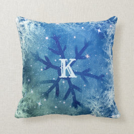 diepgevroren Waterverf sneeuwvlok | Monogram Kussen