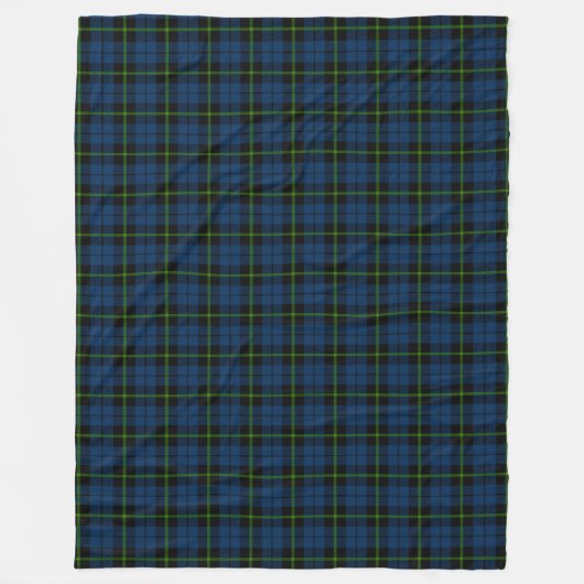 Diepgroen blauw groen geruit zwart streep tartan fleece deken (Voorkant)