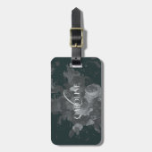 Diepgroen  bloemstilleven stijlvol bagagelabel (Voorkant verticaal)