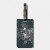 Diepgroen  bloemstilleven stijlvol bagagelabel (Achterkant verticaal)