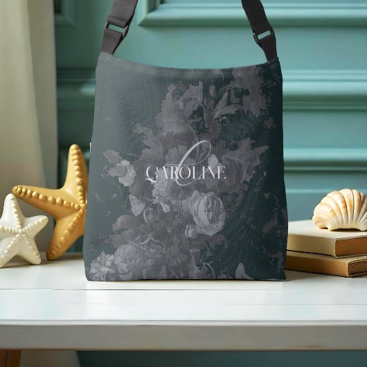 Diepgroen  bloemstilleven stijlvol crossbody tas